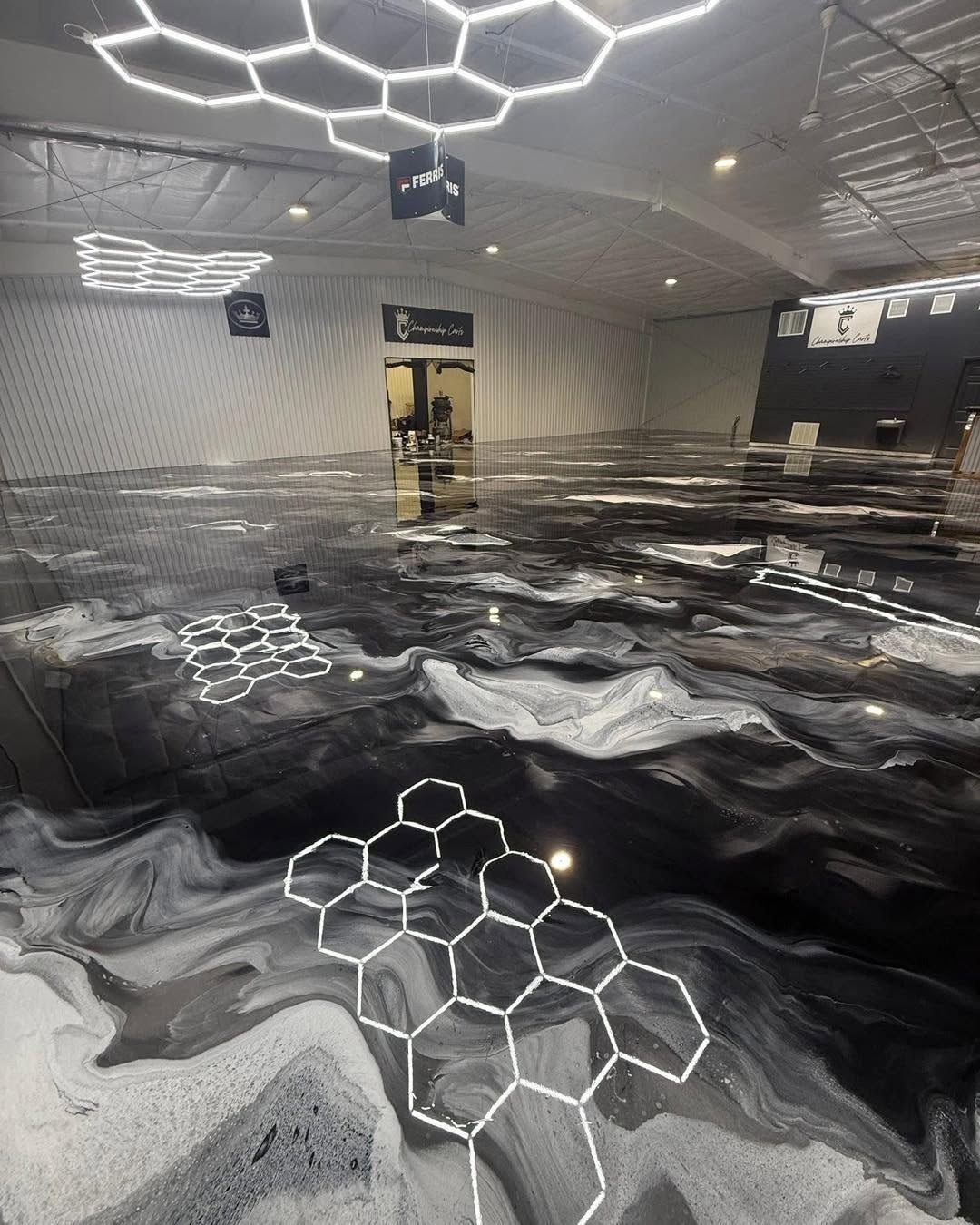 High-Gloss Showroom Marble epoxy floor by Solidus Coatings